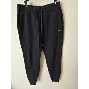 Hollister Black Jogger Sweatpants Medium Drawstring Logo Pocket Casual
